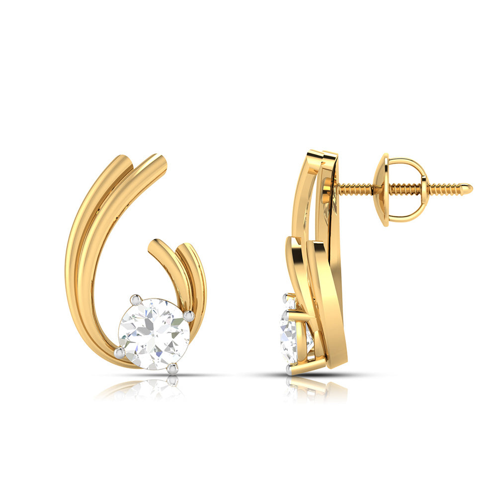 Solitaire Wave Earrings