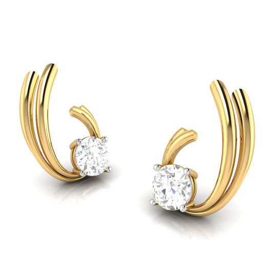 Solitaire Wave Earrings