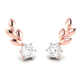 Rose Gold Solitaire Leaf Earrings