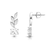 Rose Gold Solitaire Leaf Earrings