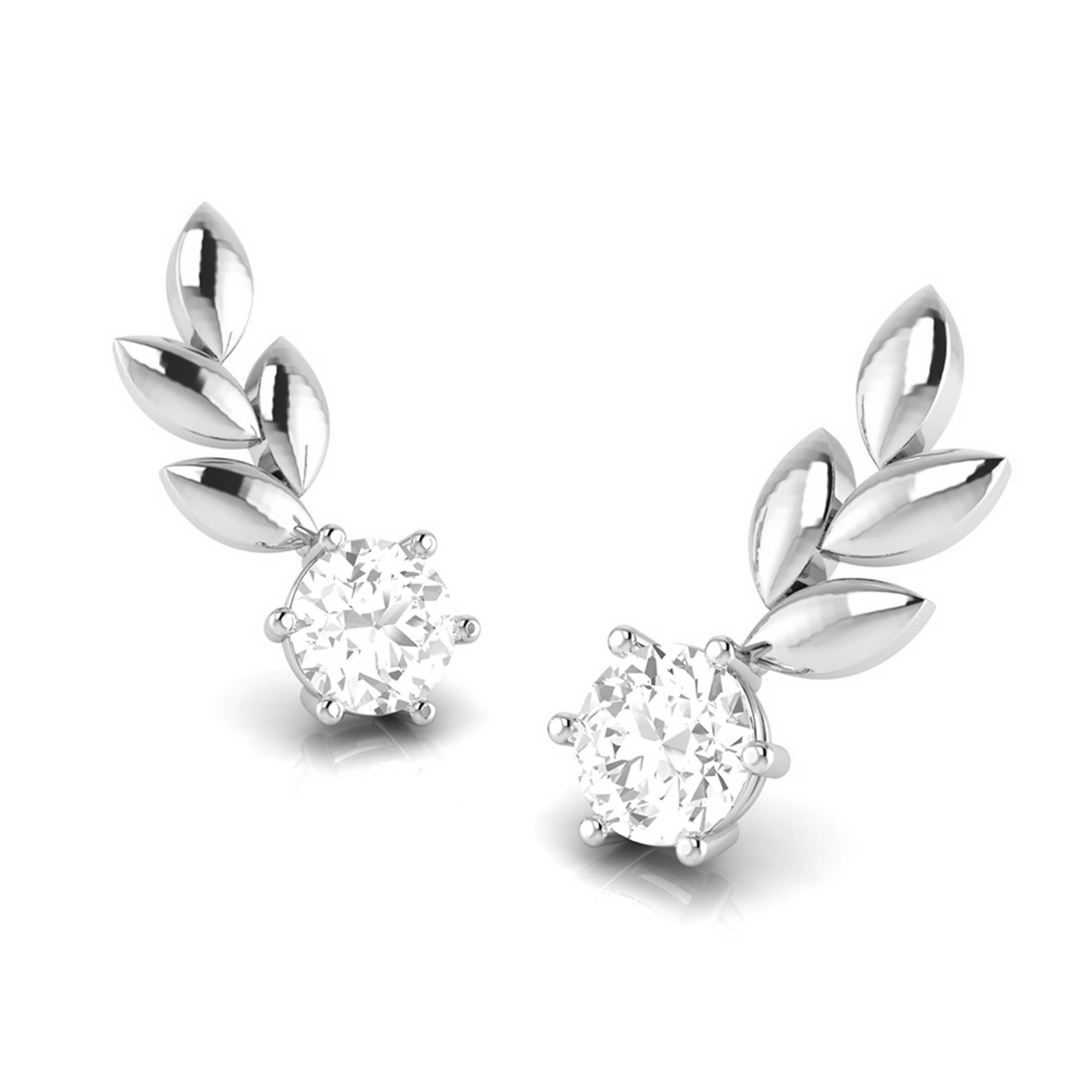 Rose Gold Solitaire Leaf Earrings