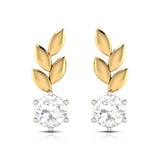 Rose Gold Solitaire Leaf Earrings