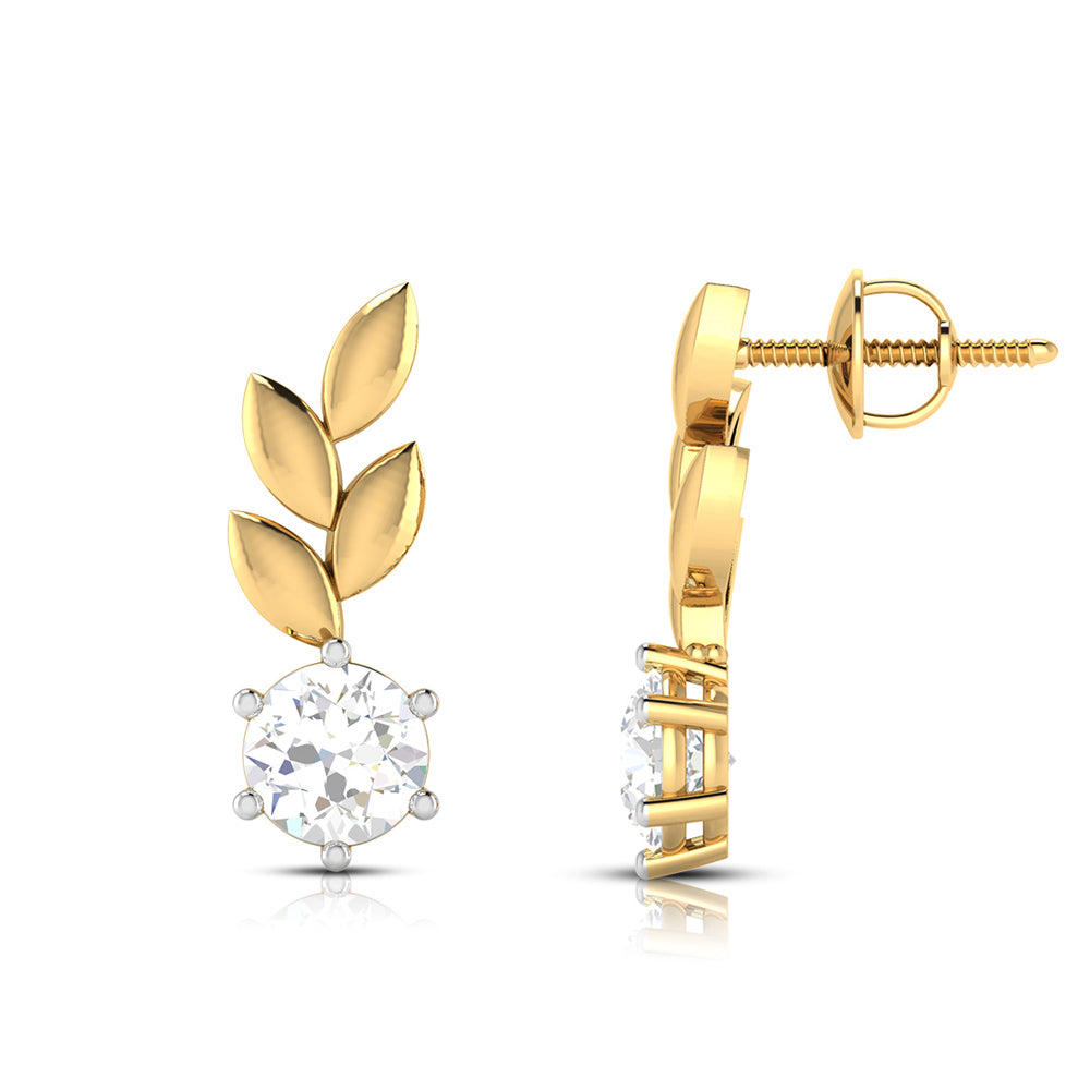 Rose Gold Solitaire Leaf Earrings