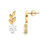 Rose Gold Solitaire Leaf Earrings