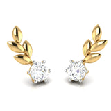 Rose Gold Solitaire Leaf Earrings