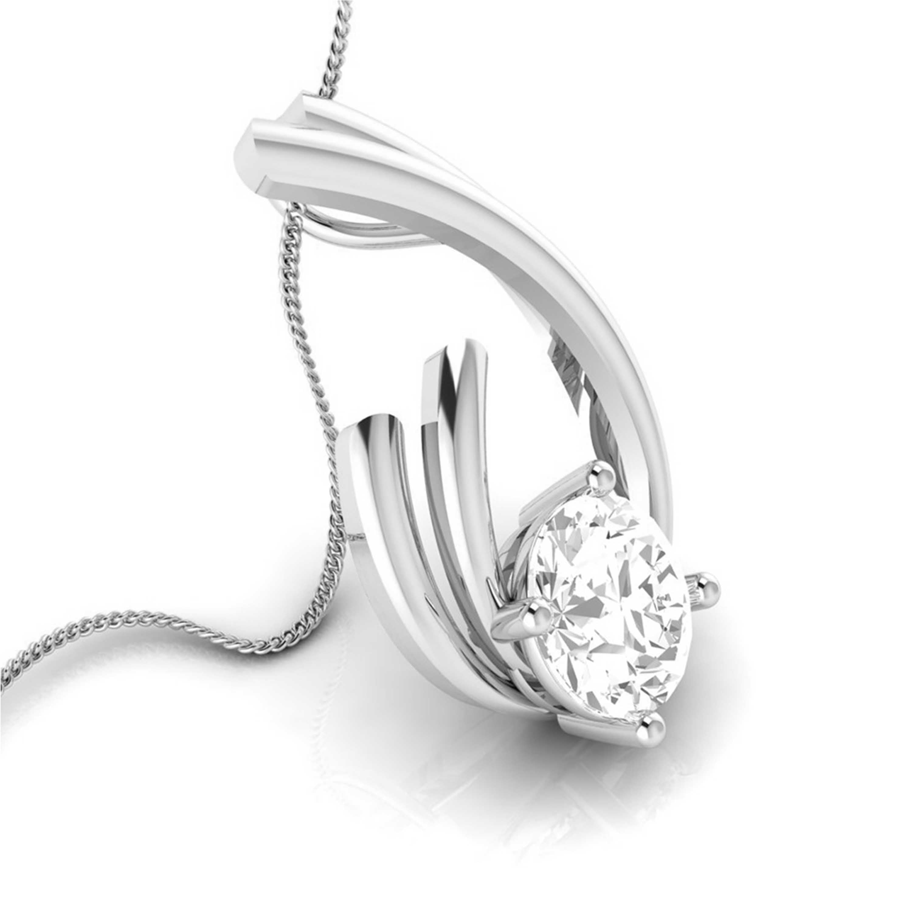 Solitaire Rose Curve Pendant