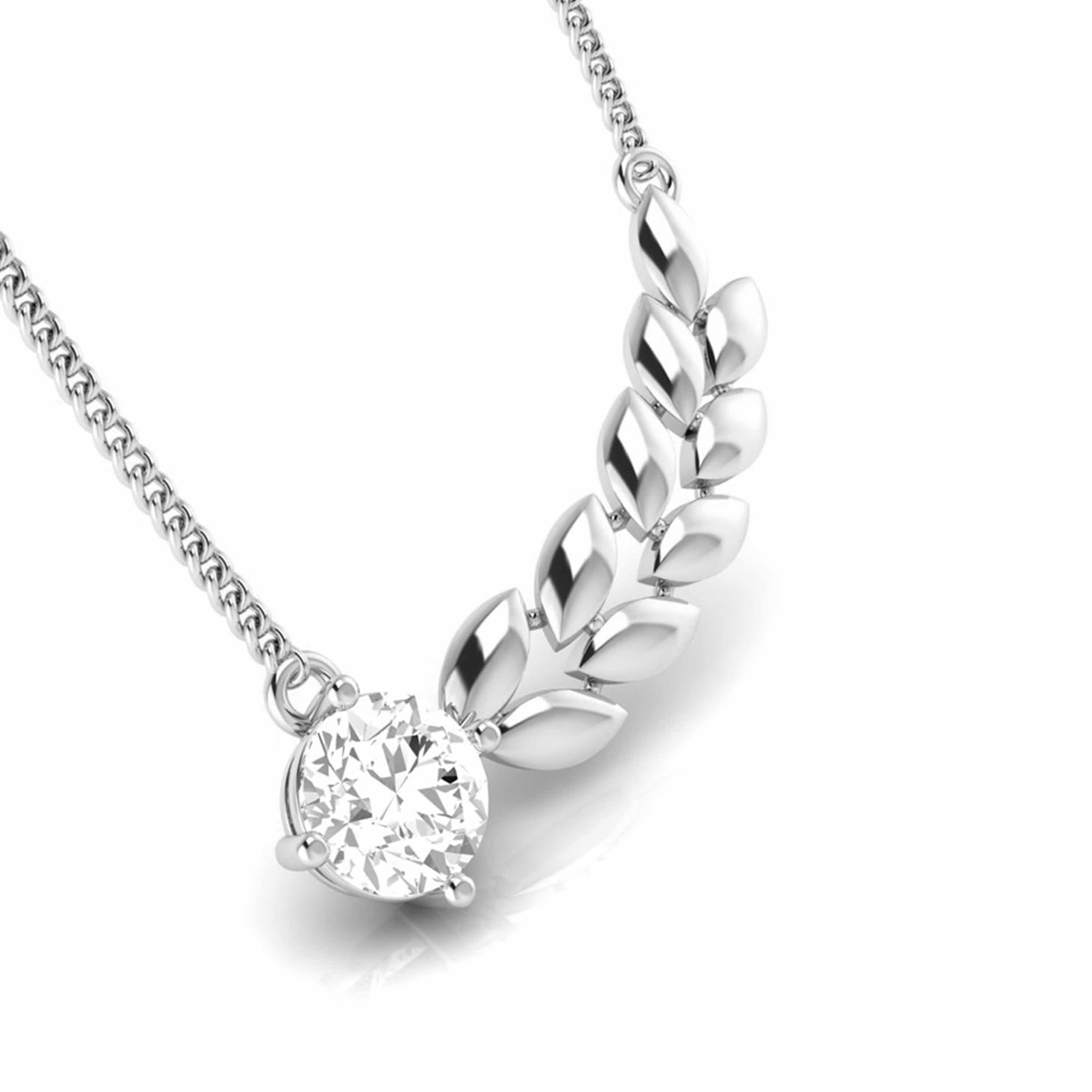 Solitaire Leaf Rose Gold Necklace