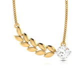 Solitaire Leaf Rose Gold Necklace