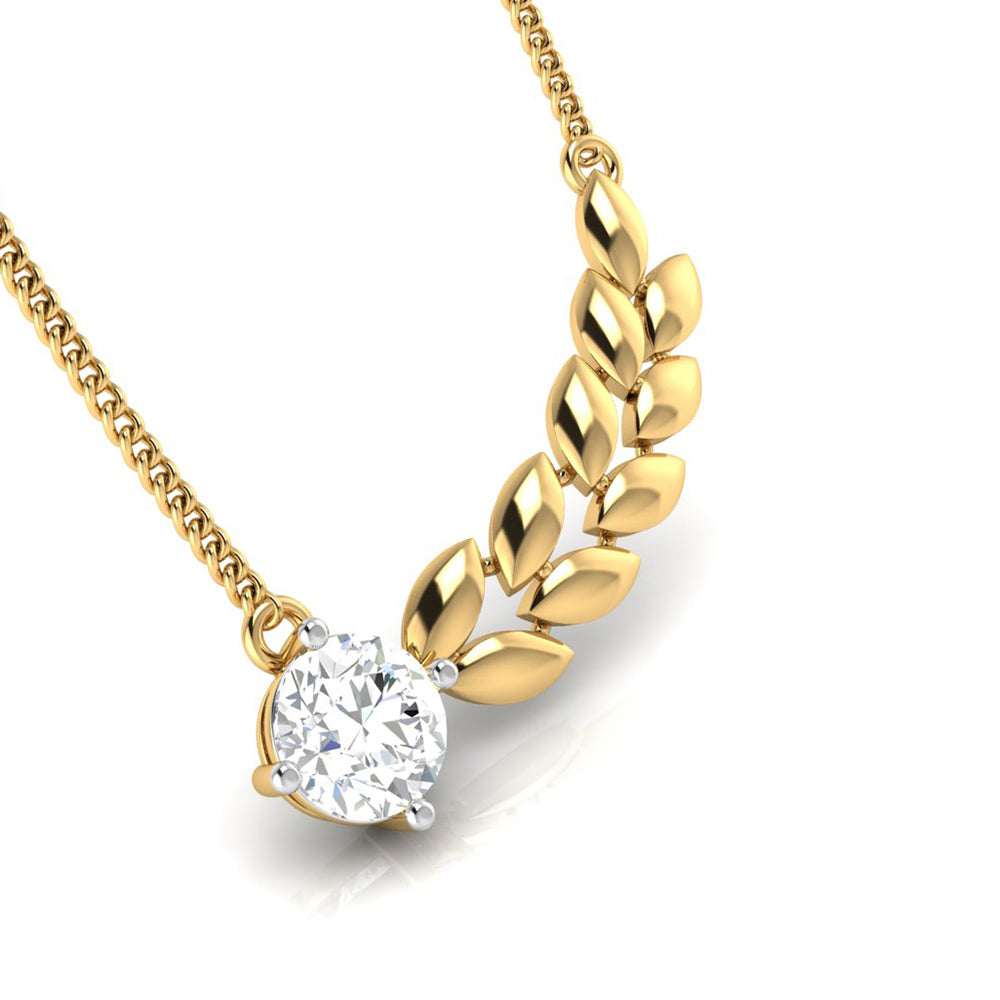 Solitaire Leaf Rose Gold Necklace