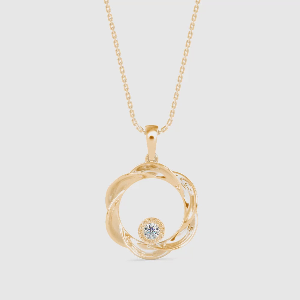Twisted Halo Diamond Pendant