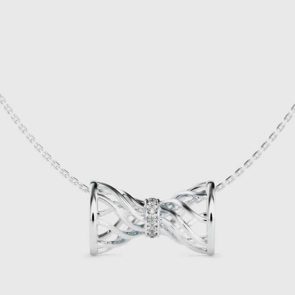 Elegant Bow Diamond Pendant