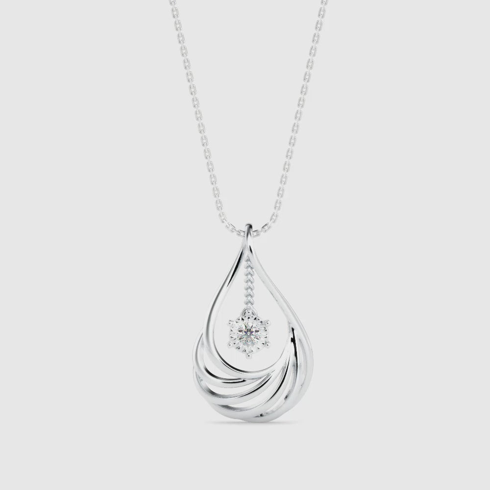Elegant Swirl Solitaire Pendant