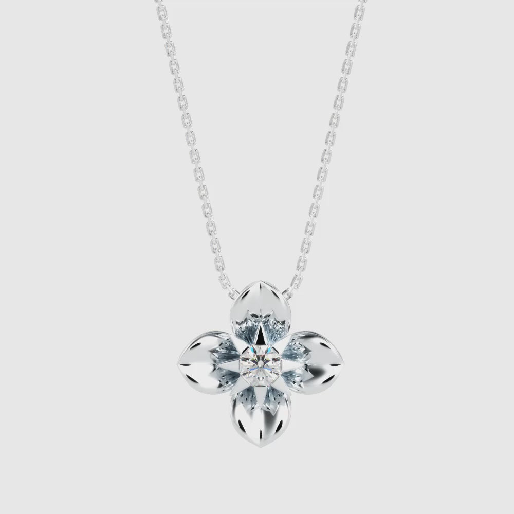 Petal Radiance Solitaire Pendant