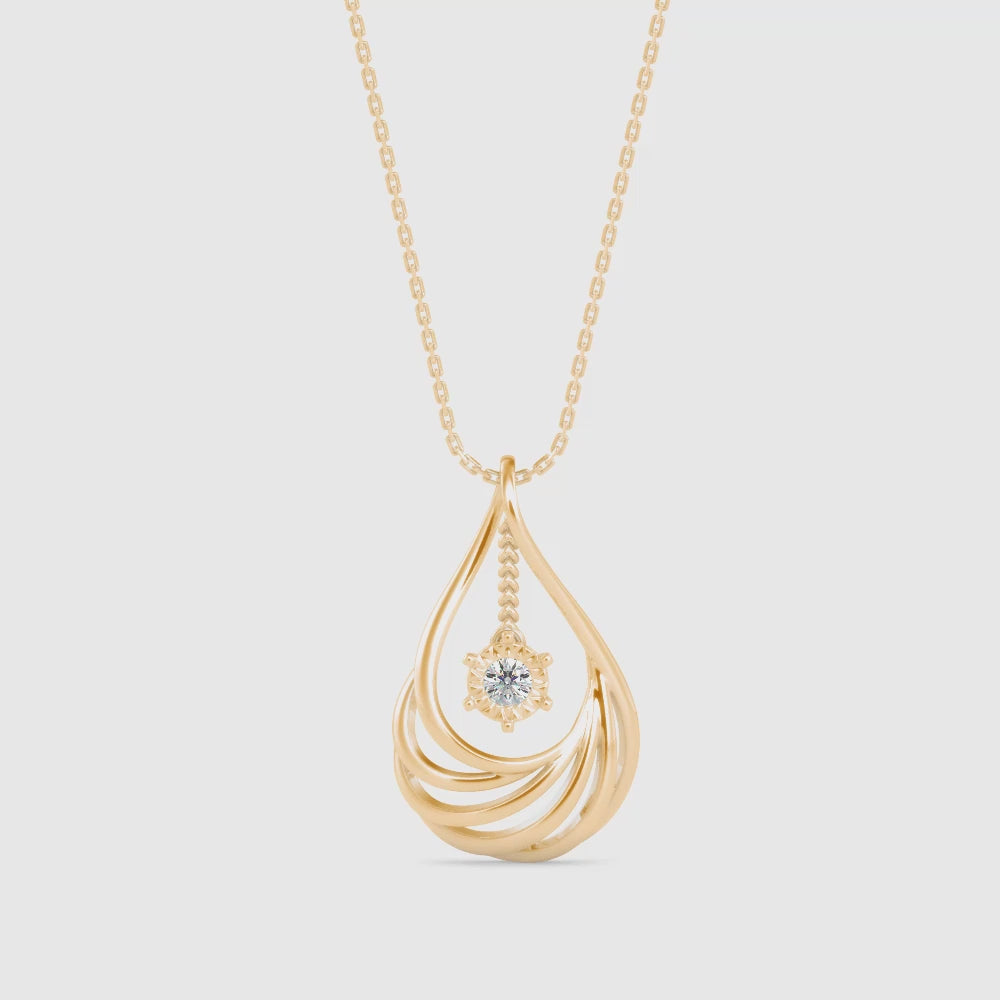 Elegant Swirl Solitaire Pendant